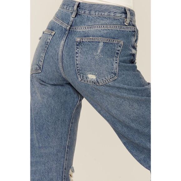 Free People We The Free Bren Boyfriend High Rise Baggy Distressed Jeans, Size 24 - Picture 8 of 16